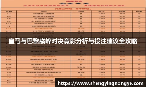 皇马与巴黎巅峰对决竞彩分析与投注建议全攻略